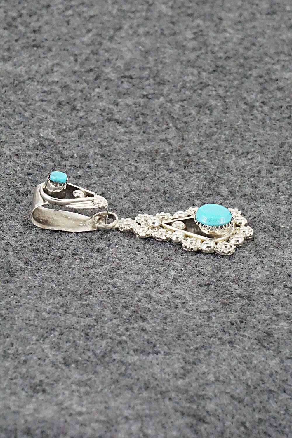 Turquoise and Sterling Silver Pendant - Verdie Booqua