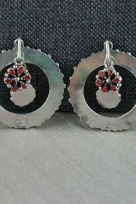 Zuni Coral & Sterling Silver Earrings - Tricia Leekity - High Lonesome Trading