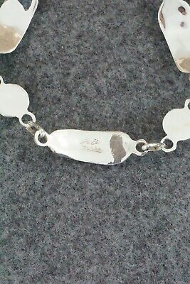 Coral, Mother of Pearl & Sterling Silver Link Bracelet - Patty Edaakie