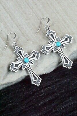 Turquoise & Sterling Silver Cross Earrings - Louise Joe