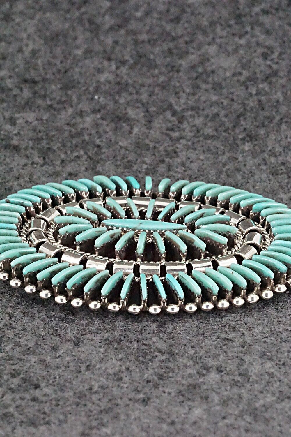 Turquoise & Sterling Silver Pendant/Pin - Edmund Cooeyate