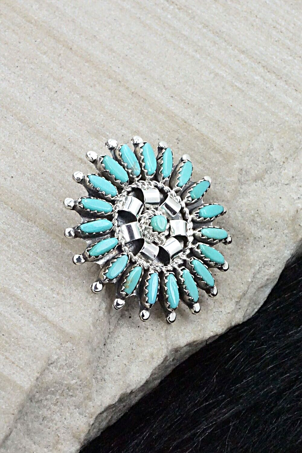 Turquoise & Sterling Silver Pendant/Pin - Nathaniel Nez