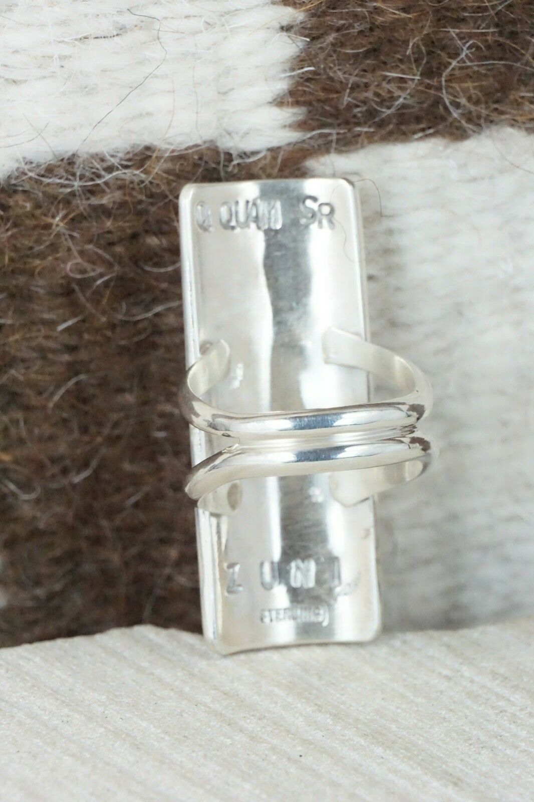 Multi Stone Inlay & Sterling Silver Ring - Quintin Quam Sr - Size 7.25
