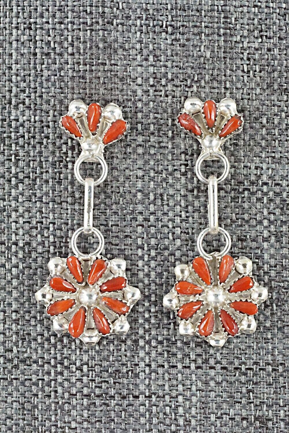 Coral & Sterling Silver Earrings - David Leekity