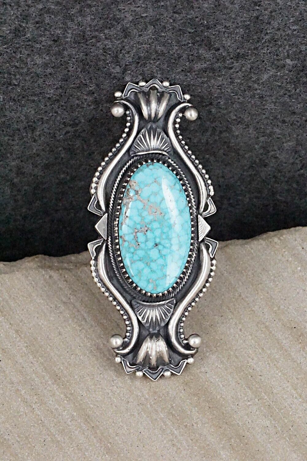 Turquoise & Sterling Silver Ring - Derrick Gordon - Size 8.5