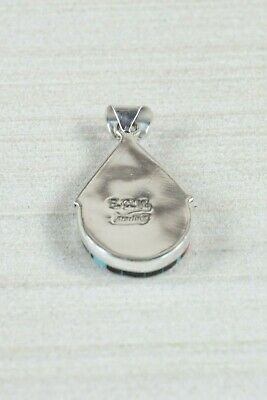 Zuni Inlay Turquoise & Coral Sterling Silver Pendant - Cleo Kallestewa - High Lonesome Trading