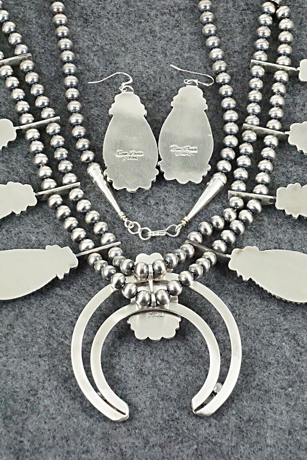 Turquoise, Coral & Sterling Silver Squash Blossom Set - Tom Lewis