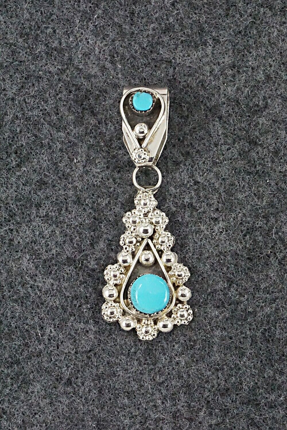 Turquoise and Sterling Silver Pendant - Verdie Booqua