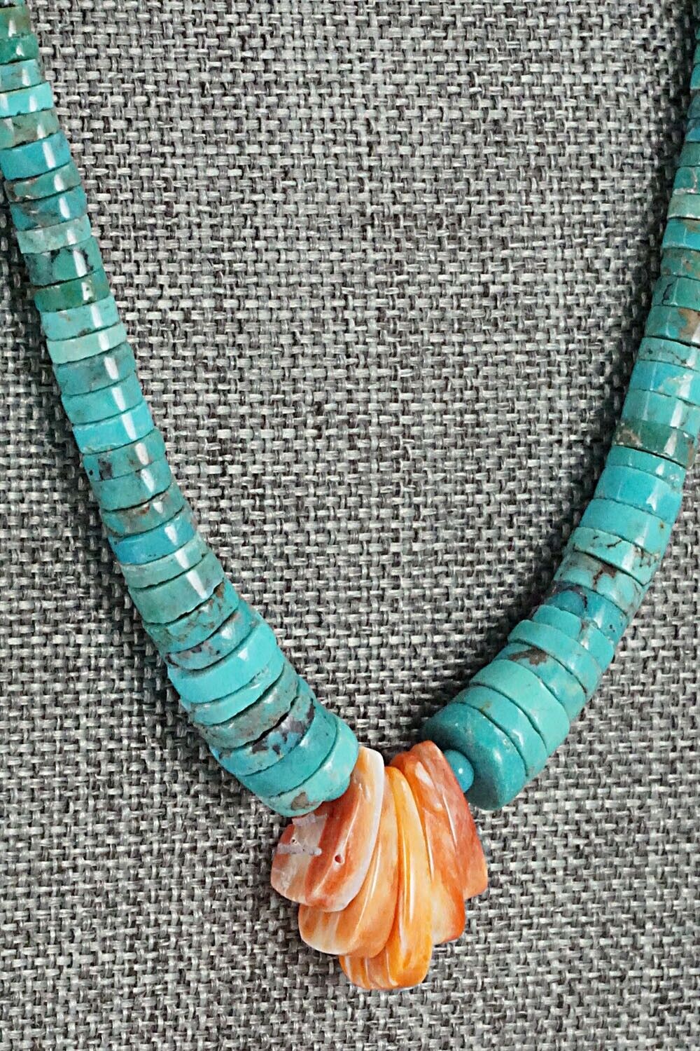 Turquoise & Spiny Oyster Necklace - Susie Deal