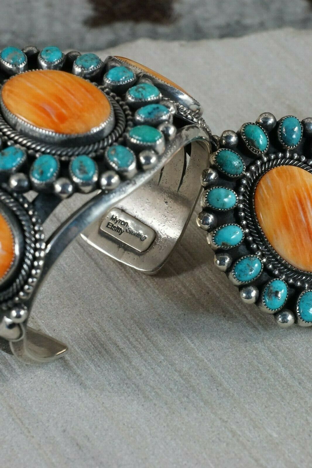 Navajo Spiny Oyster & Sterling Silver Bracelet and Ring - Myron Etsitty - High Lonesome Trading
