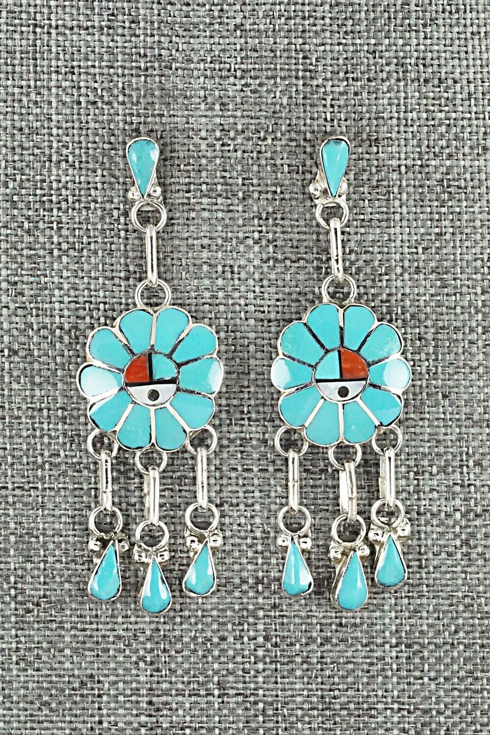 Multi Stone & Sterling Silver Inlay Earrings - Burdian Soseeah