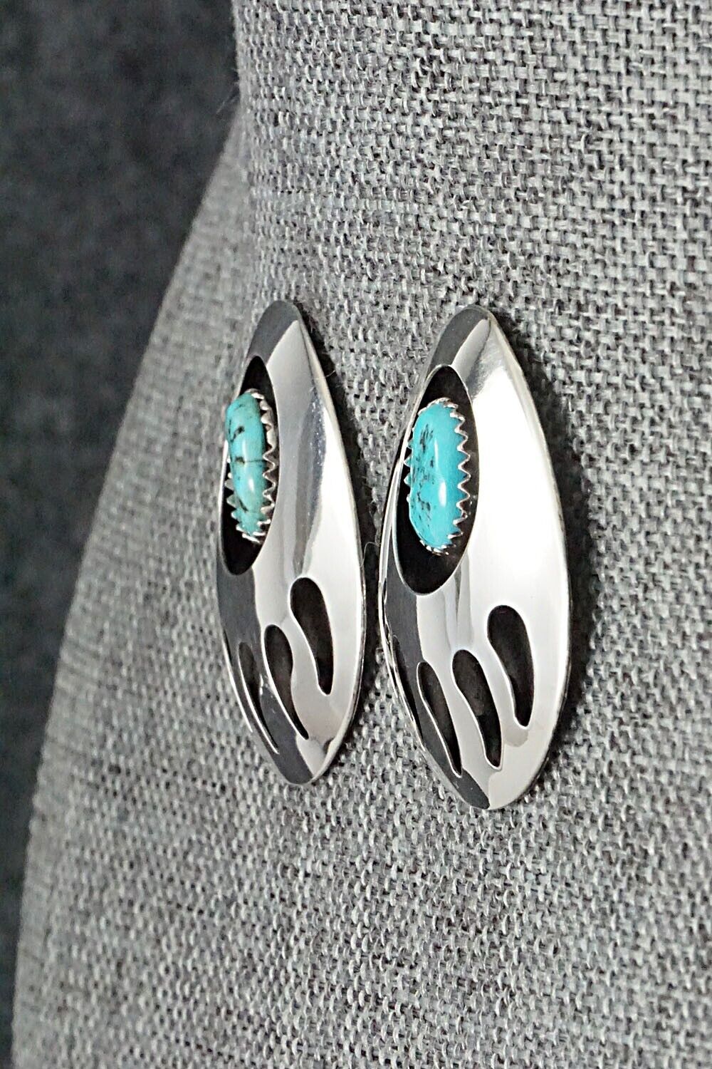 Turquoise & Sterling Silver Earrings - Virginia Long