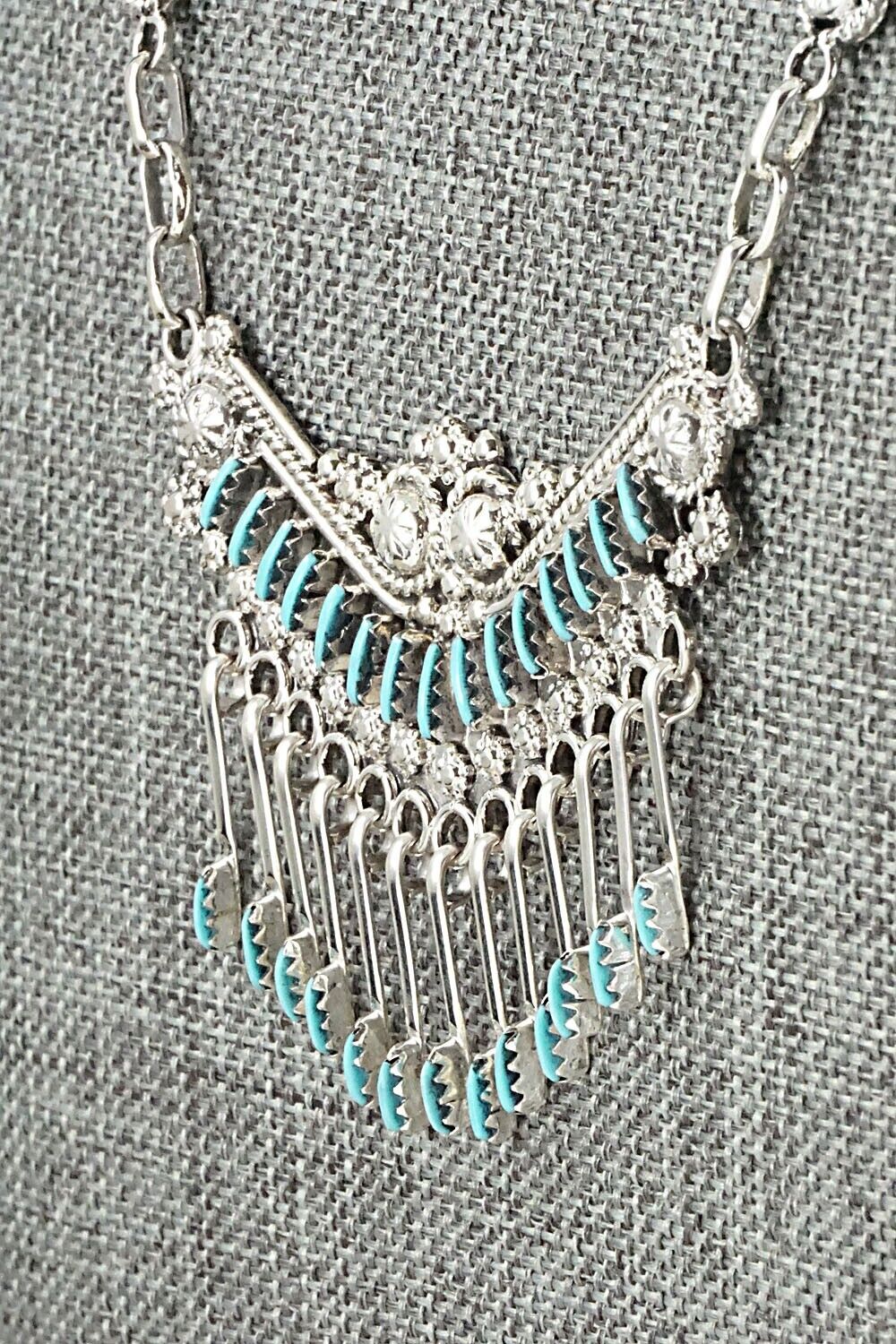 Turquoise & Sterling Silver Necklace Set - Kevin Leekity