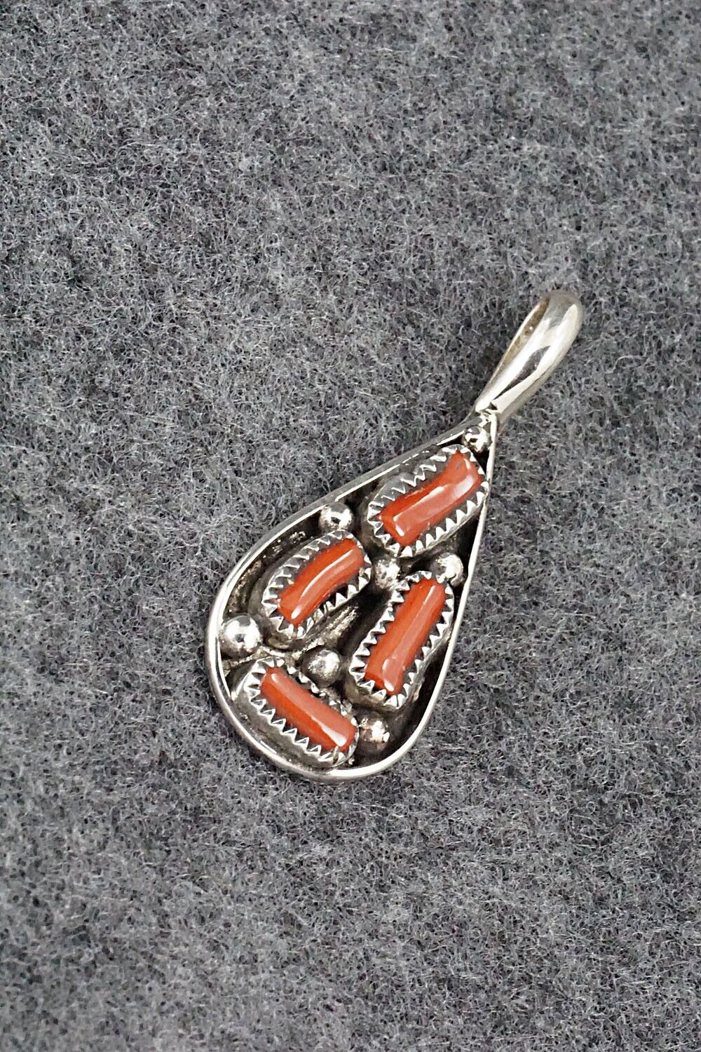 Coral & Sterling Silver Pendant - Priscilla Reeder