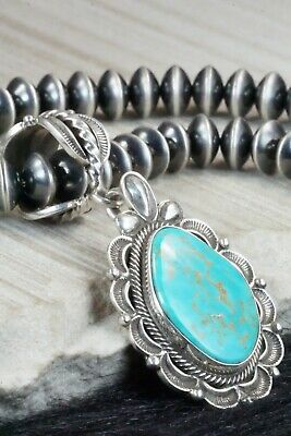 Royston Turquoise Pendant & Navajo Pearl Necklace - Rick Martinez