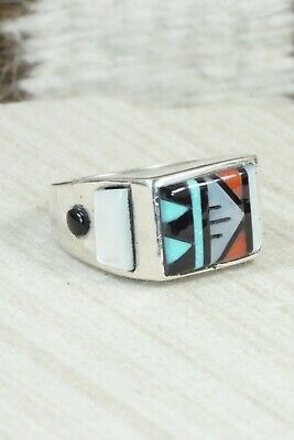 Turquoise & Sterling Silver Ring - Leslie & Gladys Lamy - Size 10.25