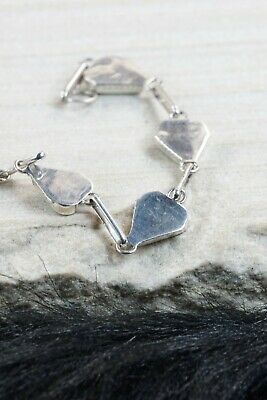 Zuni Turquoise, Onyx & Sterling Silver Heart Link Bracelet - Velda Nastacio