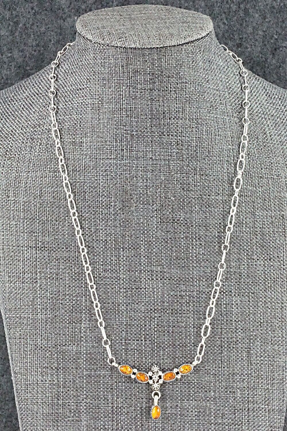 Amber & Sterling Silver Necklace - Loretta Smith