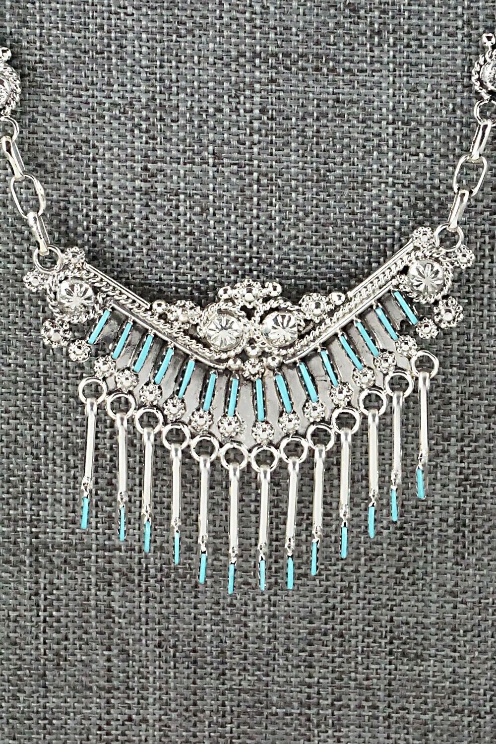 Turquoise & Sterling Silver Necklace Set - Kevin Leekity