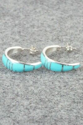 Turquoise & Sterling Silver Earrings - Philbert Chavez