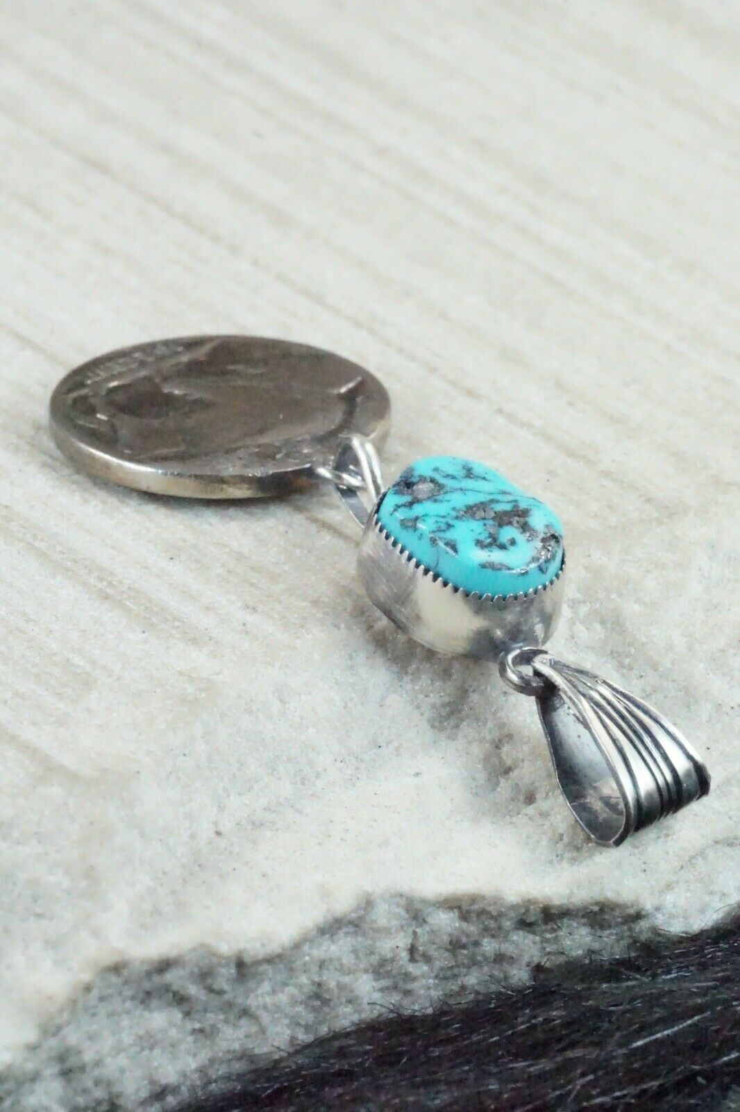 Turquoise & Sterling Silver Pendant - Jerome Lee - High Lonesome Trading