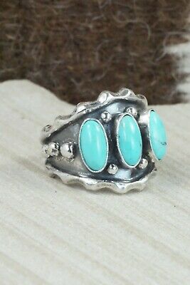 Turquoise & Sterling Silver Ring - Andrew Vandever - Size 8.75