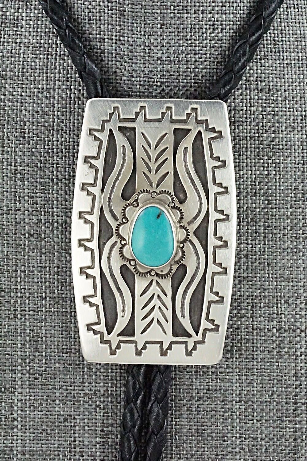 Turquoise & Sterling Silver Bolo Tie - Glenn Billie