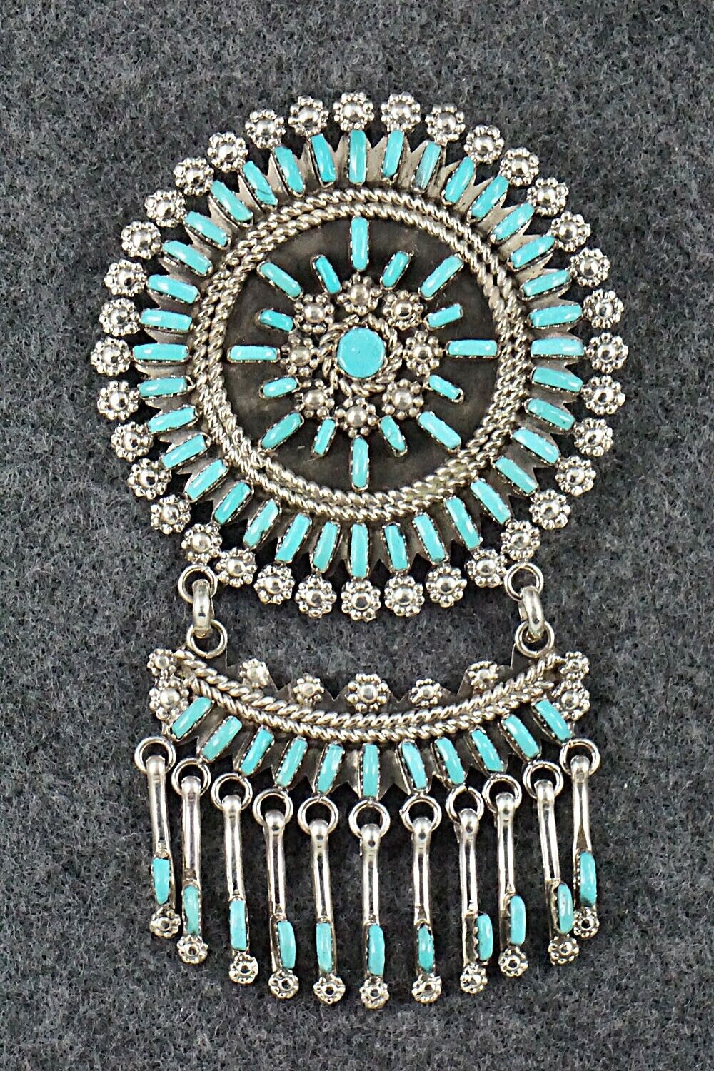 Turquoise & Sterling Silver Pendant/Pin - Keith Leekity