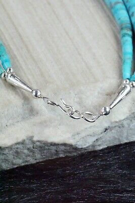 Turquoise, Spiny Oyster & Sterling Silver Necklace - Lupe Lovato