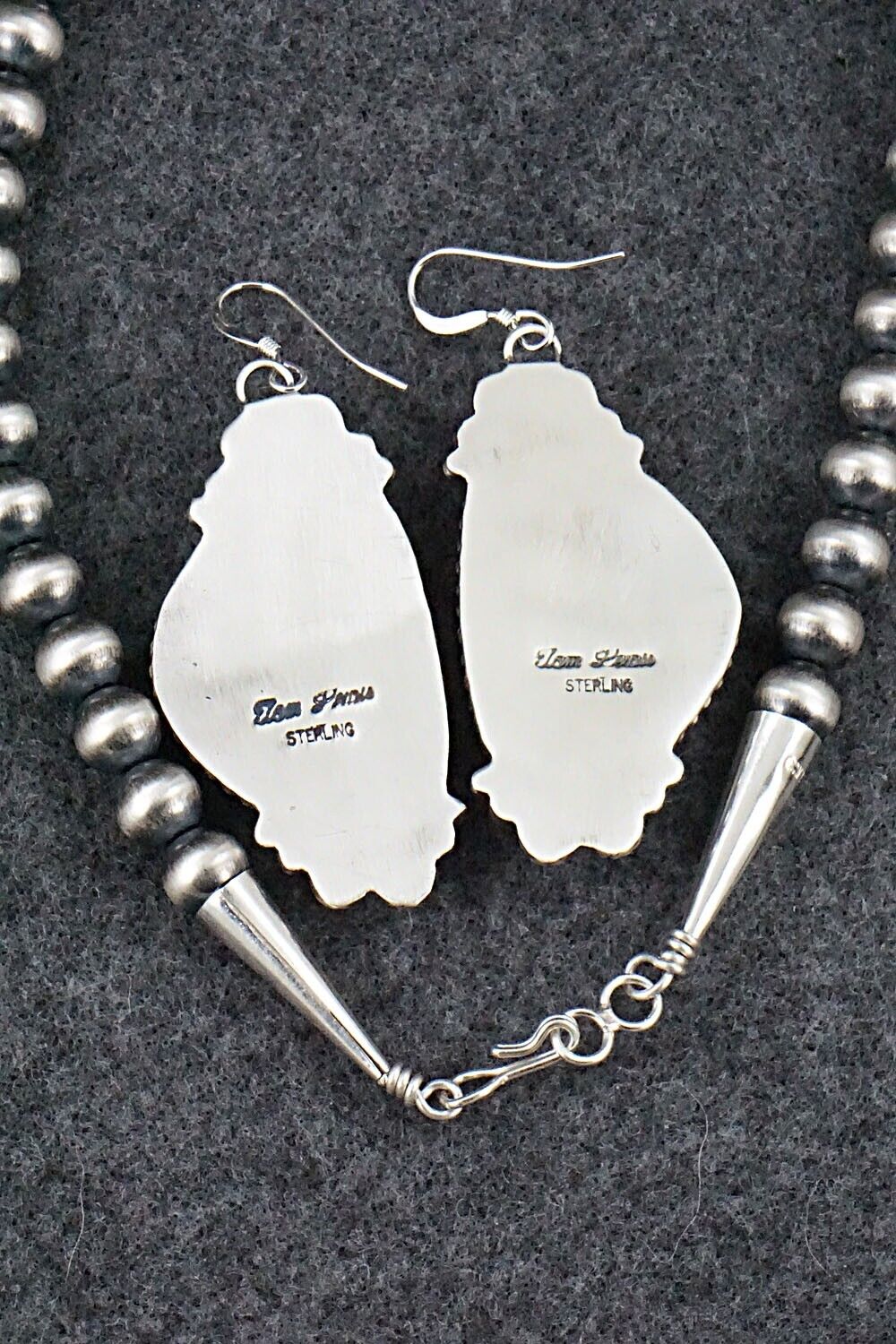 White Buffalo & Sterling Silver Squash Blossom Set - Tom Lewis