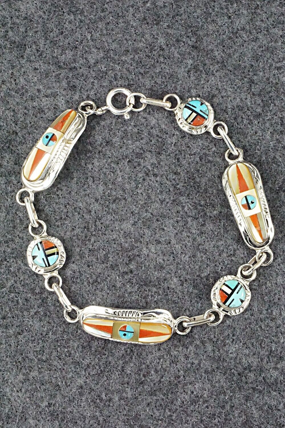 Multi Stone & Sterling Silver Link Bracelet - Patty Edaakie