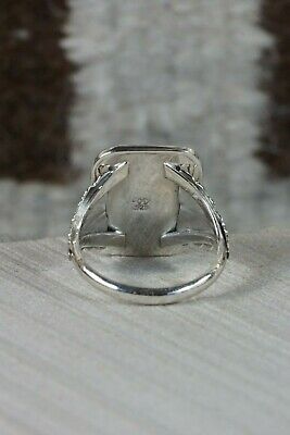 Navajo Onyx and Sterling Silver Ring - Jeanette Saunders - Size 12 - High Lonesome Trading