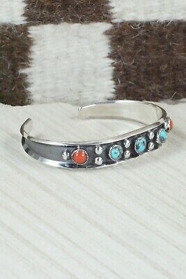 Turquoise, Coral & Sterling Silver Bracelet - Paul Largo