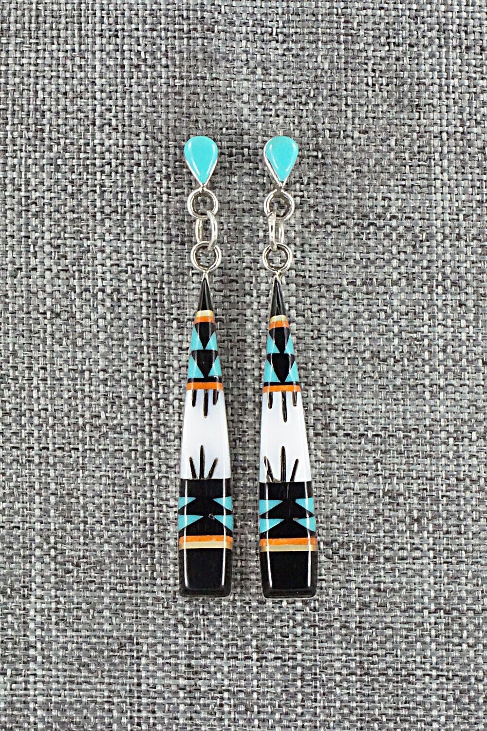 Multi Stone Inlay & Sterling Silver Earrings - Fernando Lemintino