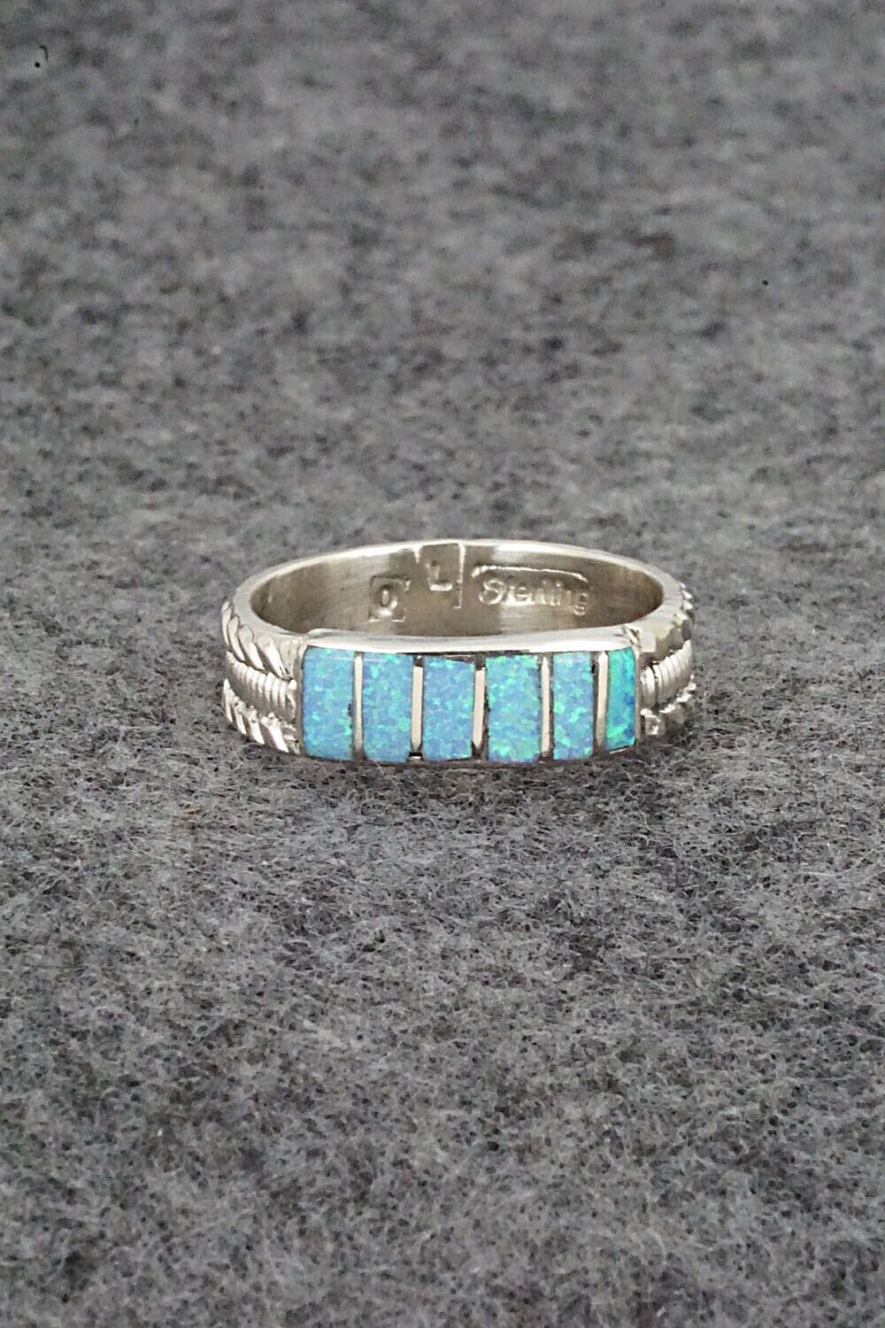Opalite & Sterling Silver Inlay Ring - Orlando Laweka - Size 7.5