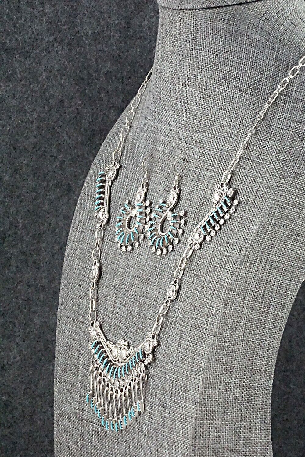 Turquoise & Sterling Silver Necklace Set - Kevin Leekity