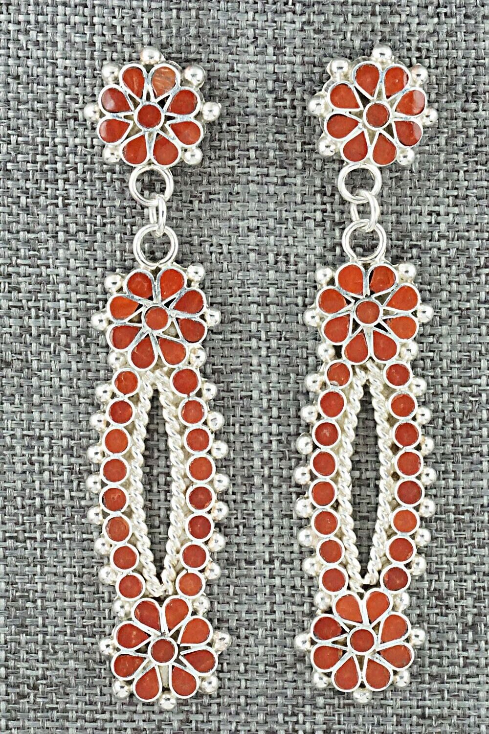Coral & Sterling Silver Earrings - Michelle Peina
