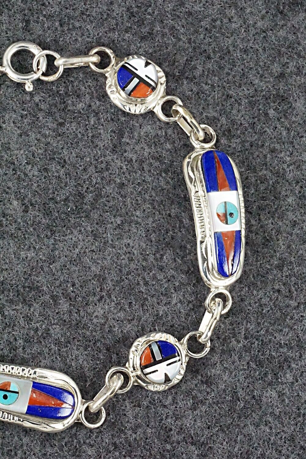 Multi Stone & Sterling Silver Link Bracelet - Patty Edaakie
