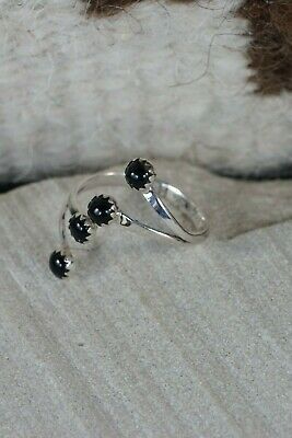 Navajo Onyx and Sterling Silver Ring - Harris Largo - Size 7.5 - High Lonesome Trading