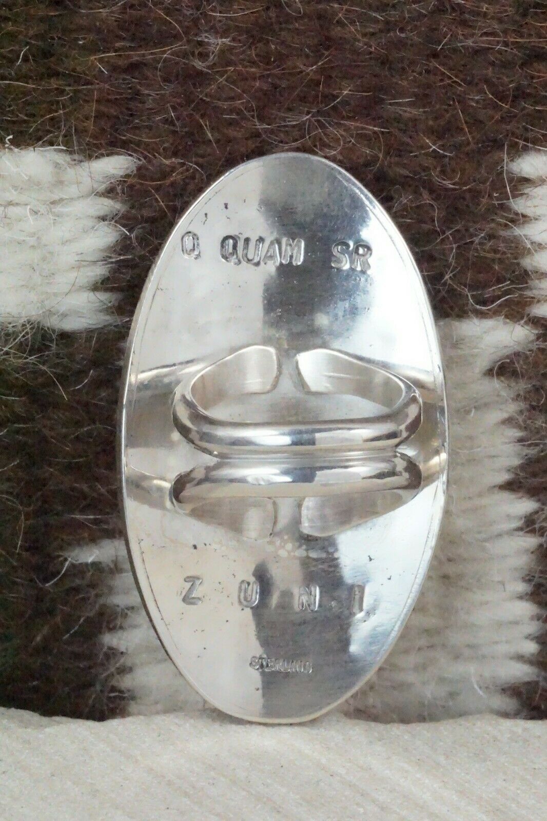 Inlay Coral & Sterling Silver Ring - Quintin Quam - Size 7.5