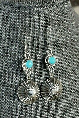 Navajo Turquoise & Sterling Silver Earrings - Adelarae Yazzie - High Lonesome Trading