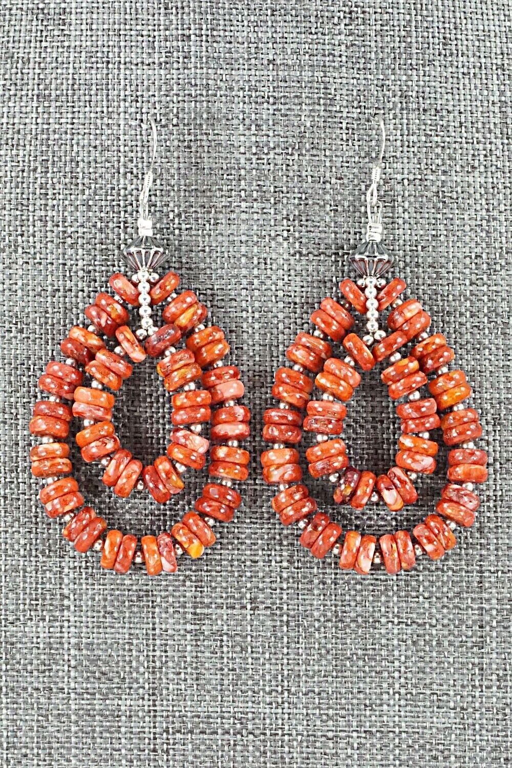 Spiny Oyster & Sterling Silver Earrings - Louise Joe