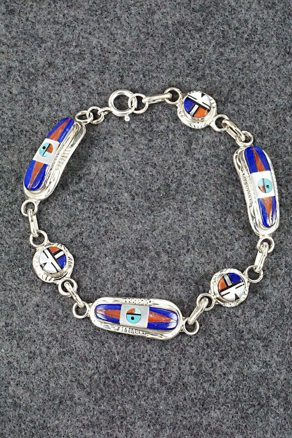 Multi Stone & Sterling Silver Link Bracelet - Patty Edaakie