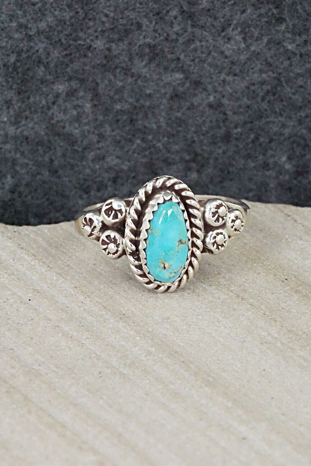 Turquoise & Sterling Silver Ring - Freda Martinez - Size 9.5