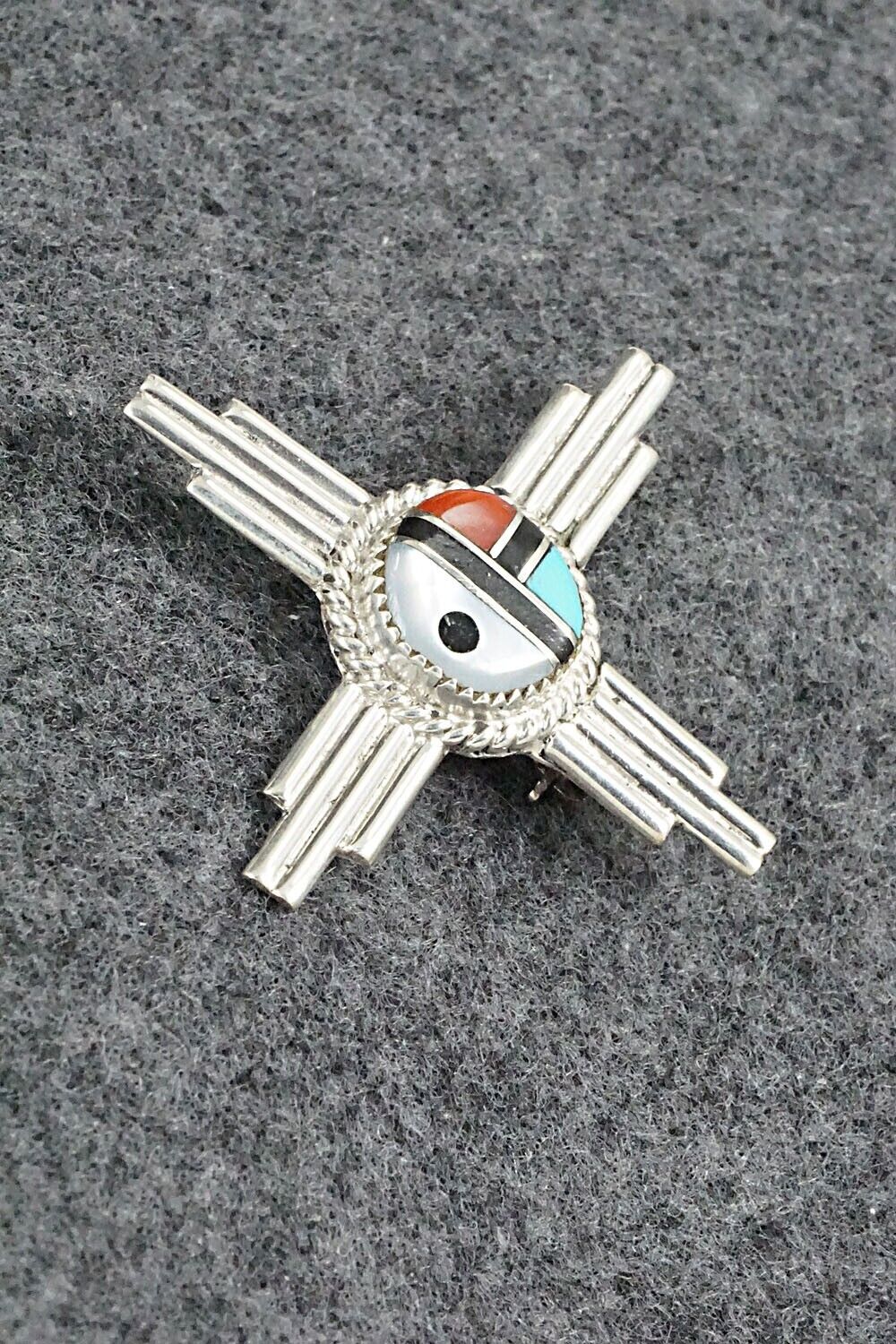 Multi Stone & Sterling Silver Pendant/Pin - Elvira Kiyite