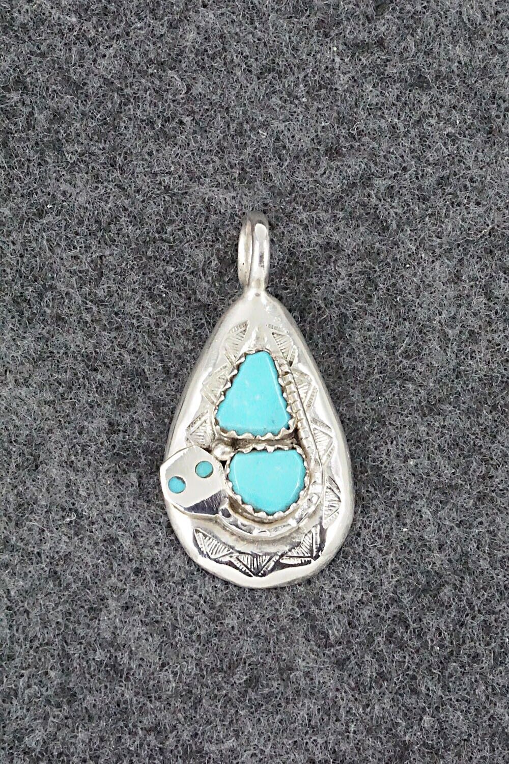 Turquoise and Sterling Silver Pendant - Joy Calavaza