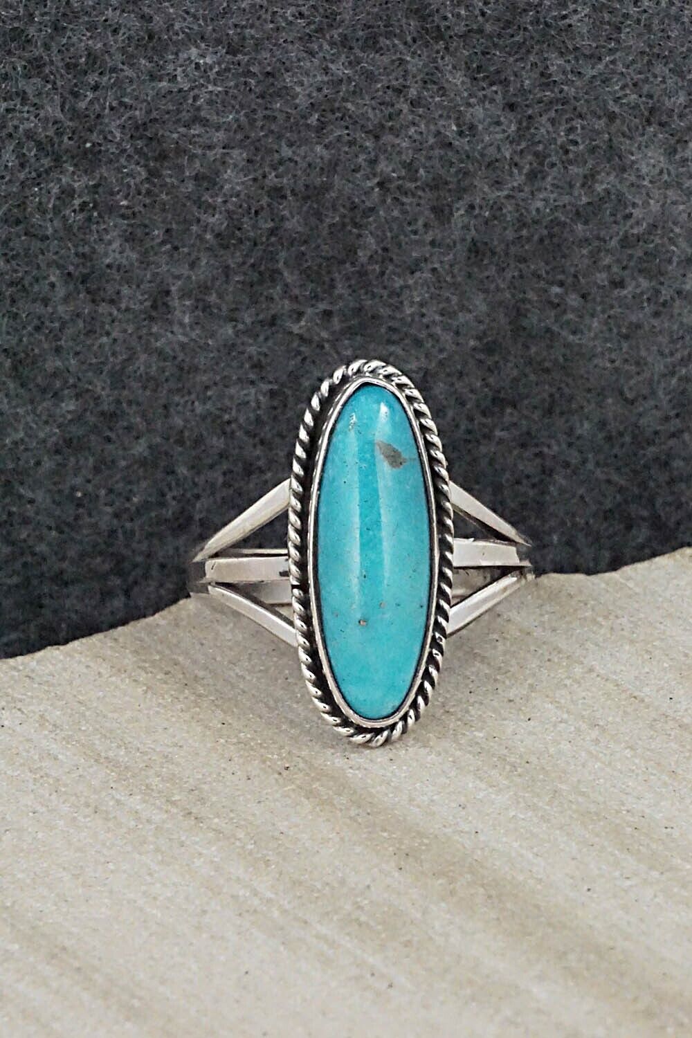 Turquoise & Sterling Silver Ring - Mark Barney - Size 8