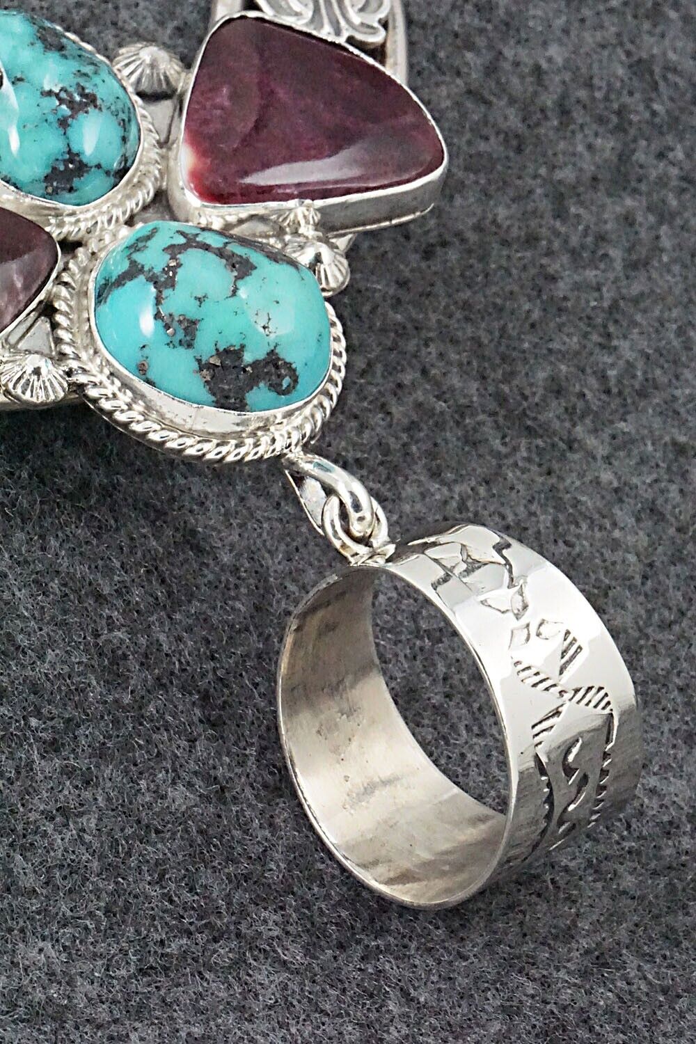 Turquoise, Spiny Oyster and Sterling Silver Pendant - Derrick Gordon