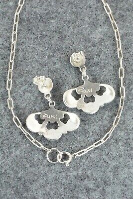 Turquoise & Sterling Silver Necklace and Earrings Set - Murray Tsatie