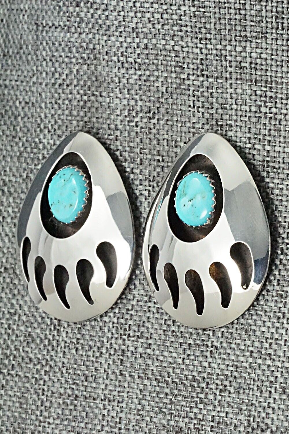 Turquoise & Sterling Silver Earrings - Virginia Long